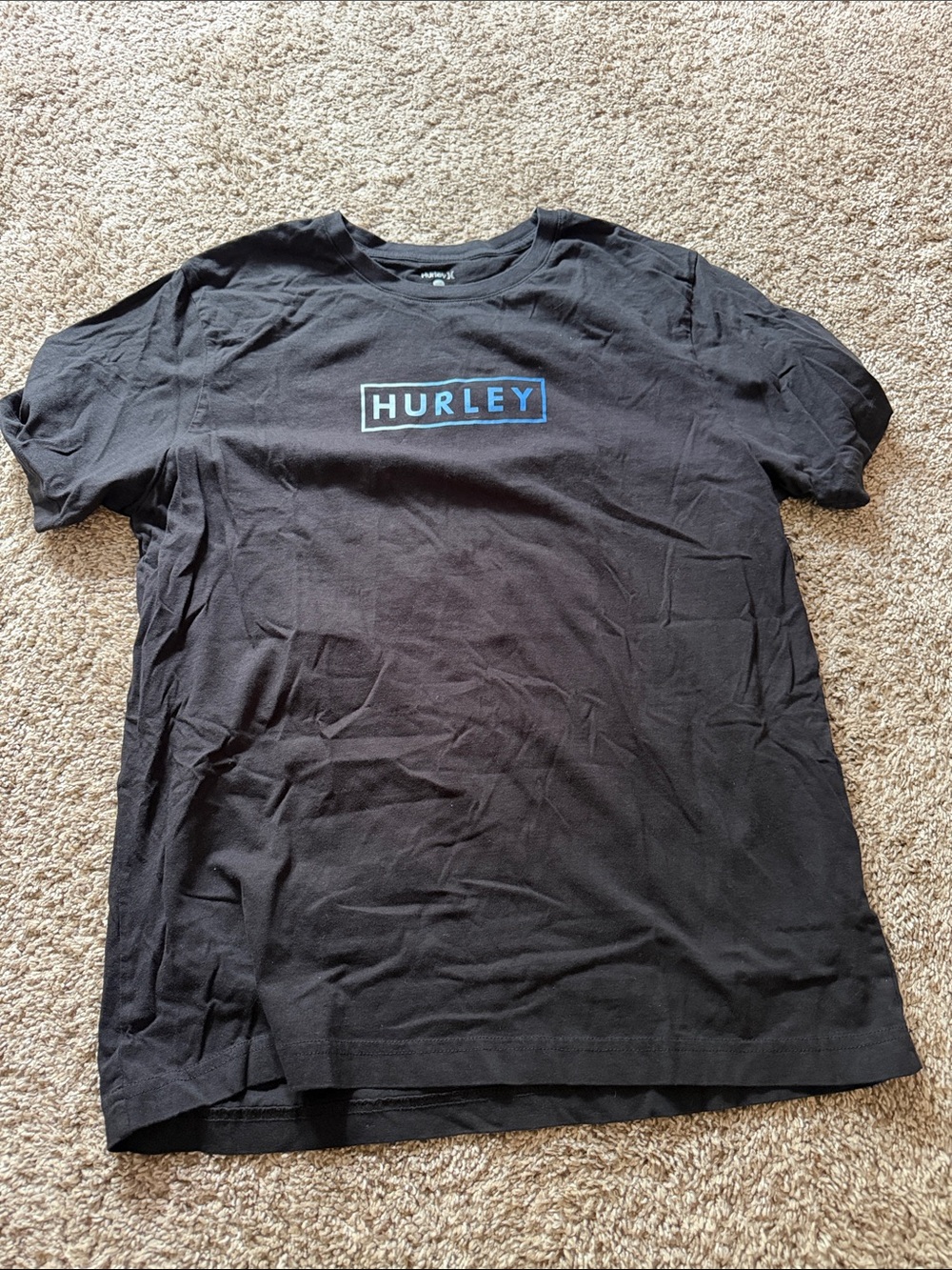 Hurley Black T-Shirt with Blue Box Logo